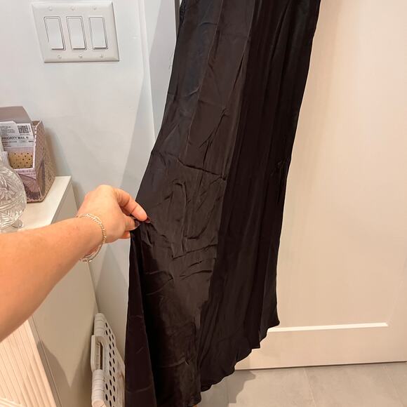 NWT Zara Black Satin Sleeveless Maxi Dress Size Small - Picture 9 of 10